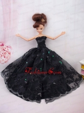 Modest Ball Gown Lace Black Party Clothes Quinceanera Doll Dress Babidf096for