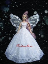 New Amazing White Handmade Party Dress Quinceanera Clothes Gown For Quinceanera Doll Babidf247for