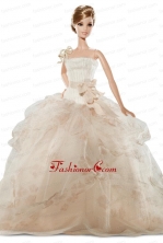 New Beautiful Handmade Champagne Organza Party Dress For Noble Quinceanera Babidf349for