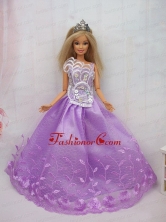 New Beautiful Princess Lilac Lace Handmade Party Clothes Fashion Dress For Noble Quinceanera Babidf081for