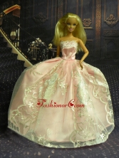 New Fashion Princess Baby Pink Dress Gown For Quinceanera Doll Babidf265for