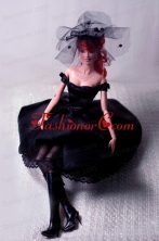 New Fashion Princess Black Dress Gown For Quinceanera Doll Babidf059for