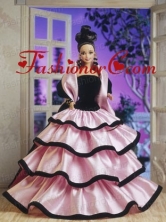 New Fashion Princess Handmade Baby Pink Strapless Party Clothes Fashion Dress For Noble Quinceanera Babidf070for