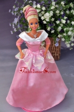 New Fashion Princess Pink Dress Gown For Quinceanera Doll Babidf258for