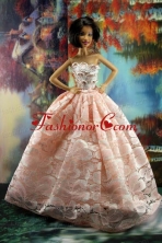 Perfect Pink Princess Dress With Lace For Quinceanera Doll Babidf175for