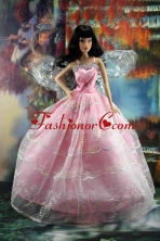 Pink Organza Ball Gown Made To Fit The Quinceanera Doll Babidf198for