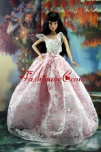 Pink And White Lace Over Skirt To Quinceanera Doll Dress Babidf191for