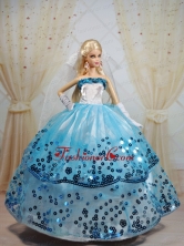 Popular Ball Gown Party Clothes White And Blue Quinceanera Doll Dress Babidf378for