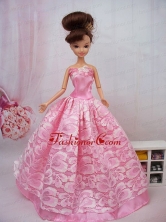 Popular Ball Gown Pink Quinceanera Doll Dress Babidf095for