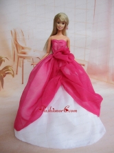 Pretty Ball Gown Dress For Noble Quinceanera With Hot Pink And Hand Made Flowers Babidf216for