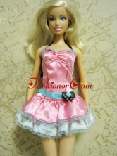 Pretty Bow Short Pink Quinceanera Doll Dress Babidf123for