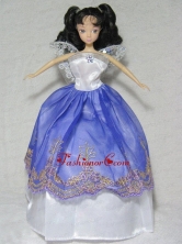 Pretty Royal Blue And White Gown For Quinceanera Doll Babidf340for