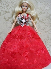Red Embroidery Dress Handmade Gown For Quinceanera Doll Babidf140for