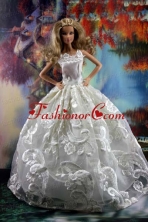 Romantic White Gown With Embroidery Dress For Quinceanera Doll Babidf181for
