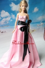 Rose Pink Party Dress With Sash For Quinceanera Doll Dress Babidf231for