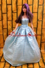 Simple Baby Blue Floor-length Dress For Noble Quinceanera Babidf208for