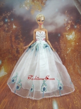 Simple Embroidery White Made To Fit The Quinceanera Doll Babidf219for