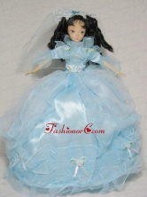 Sweet Blue Gown With Sleeves For Quinceanera Doll Babidf328for