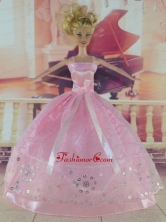 Sweet Pink Handmade Dress With Sequins For Quinceanera Doll Babidf313for