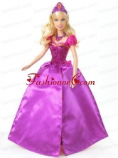 Sweet Princess Handmade Lavender Square Short Sleeves Party Clothes Fashion Dress For Noble Quinceanera Babidf071for