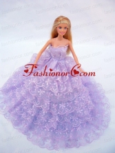 The Most Amazing Lilac Dress With Lace And Ruffles Made To Fit The Quinceanera Doll Babidf054for