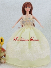 The Most Beautiful Beading And Embroidery Yellow Green Ball Gown Party Clothes Quinceanera Doll Dress Babidf083for
