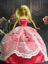 White And Red Handmade Dresses Fashion Party Clothes Gown Skirt For Quinceanera Doll Babidf261for
