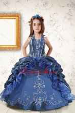 2015 Affordable Appliques and Pick Ups Little Girl Dress in Navy Blue XFLGA62FOR