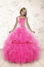 2015 Most Popular Beading and Ruffles Little Girl Pageant Dress in Pink XFLGA46FOR