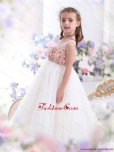 2015 Pretty Scoop Little Girl Pageant Dress with Hand Made Flowers WMDLG026FOR
