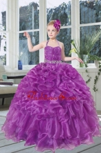 2015 Romantic Beading and Ruffles Organza Little Girl Pageant Dress with Halter XFLG5805FOR