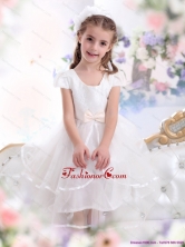2015 Scoop White Little Girl Pageant Dresses with Bowknot and Ruffles WMDLG015FOR
