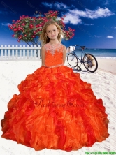 2016 Spring Perfect Appliques Little Girl Pageant Dress in Orange Red with Beaded Decorate LGZY061-AFOR