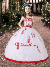 2016 Summer Cheap White and Red Little Girl Pageant Dress with Appliques LGZY569FOR
