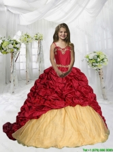 2016 Summer Popular Spaghetti Straps Pick Ups Little Girl Pageant Dress with Sweep Train LGZY775-AFOR