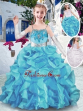 Best Spaghetti Straps Little Girl Pageant Dresses with Appliques and Ruffles PAG234FOR