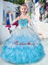 Customized Straps Little Girl Pageant Dresses with Ruffled Layers and Appliques PAG260FOR