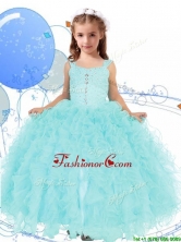 Elegant Straps Beading and Ruffles Little Girl Pageant Dress in Apple Green THLG054FOR