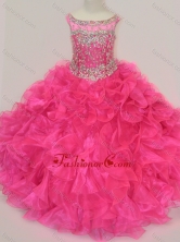 Exclusive Scoop Hot Pink Little Girl Pageant Dress with Beading and Ruffles SWLG004FOR