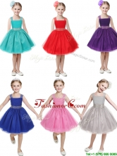 Gorgeous Straps Beading and Bowknot Little Girl Pageant Dress in Mini Length THLG033-1FOR