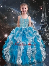 Hot Sale Straps Little Girl Pageant Dress with Beading and Ruffles for Spring LGDTA104002FOR