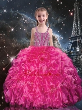 Hot Sale Straps Little Girl Pageant Dresses with Beading and Ruffles LGDTA100002FOR