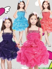 Latest Spaghetti Straps Little Girl Pageant Dress with Hand Made Flowers and Pick Ups THLG066FOR