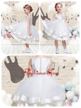 Lovely Scoop Knee Length Flower Girl Dresses with Beading FGL270FOR