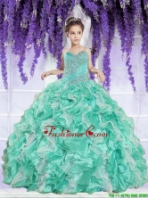 Luxurious 2016 Winter Ruffles and Beaded Decorate Little Girl Pageant Dress in Apple Green LGZY791-AFOR