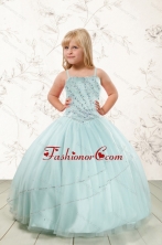 Luxurious Beading and Ruffles Little Girl Pageant Dress in Aqua Blue XFLGA02FOR