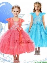 Modest Spaghetti Straps Little Girl Pageant Dress with Beading and Ruffles THLG061FOR
