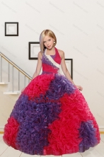 New Arrival Straps Ball Gown Multi Color Flower Girl Dress with Beading and Ruffles XFLG26776FOR 