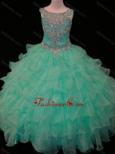 New Arrivals Mint Scoop Little Girl Pageant Dress with Beading and Ruffled Layers SWLG008FOR