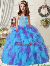 New Style 2016 Summer Appliques Little Girl Pageant Dress with Ruffles in Purple and Blue LGZY471-AFOR